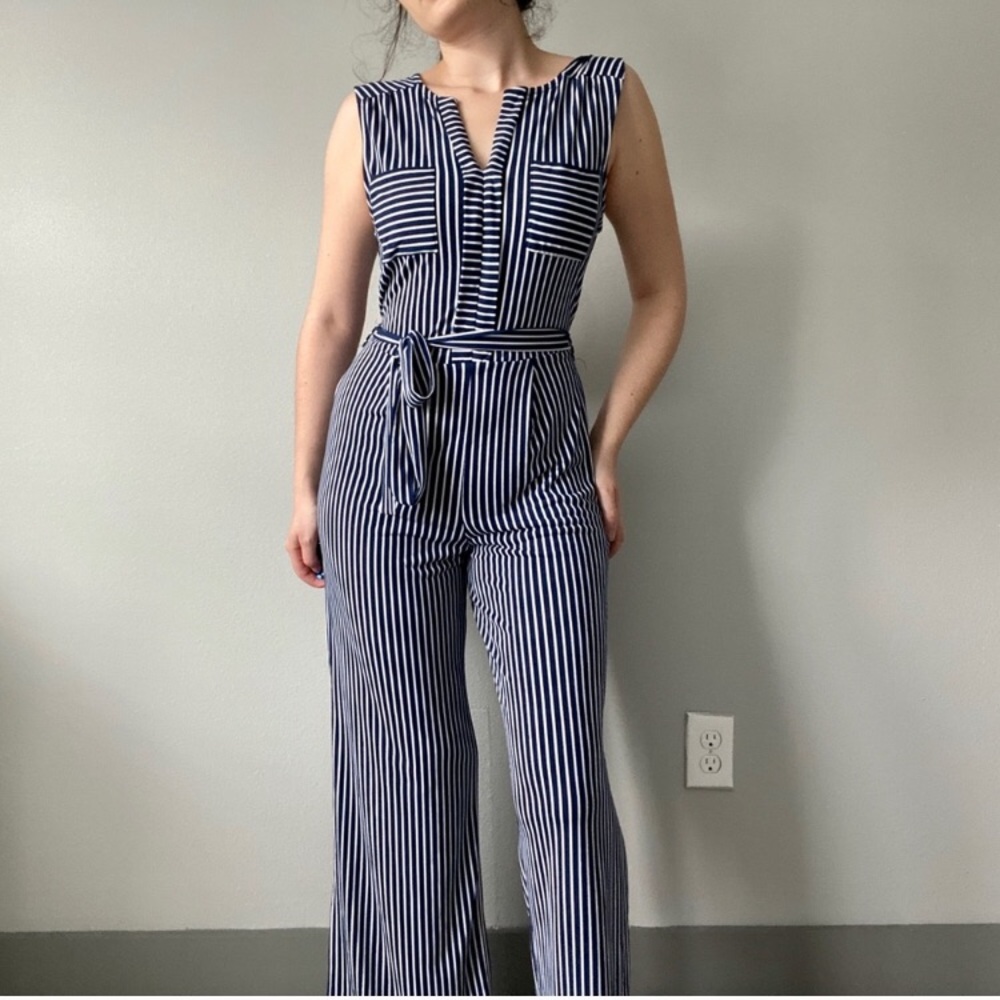 Wide Leg Striped Jump Suit